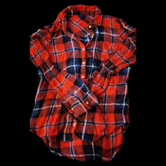 Aeropostale SM Red/Black Plaid Button Down Flannel Shirt - Picture 2 of 12